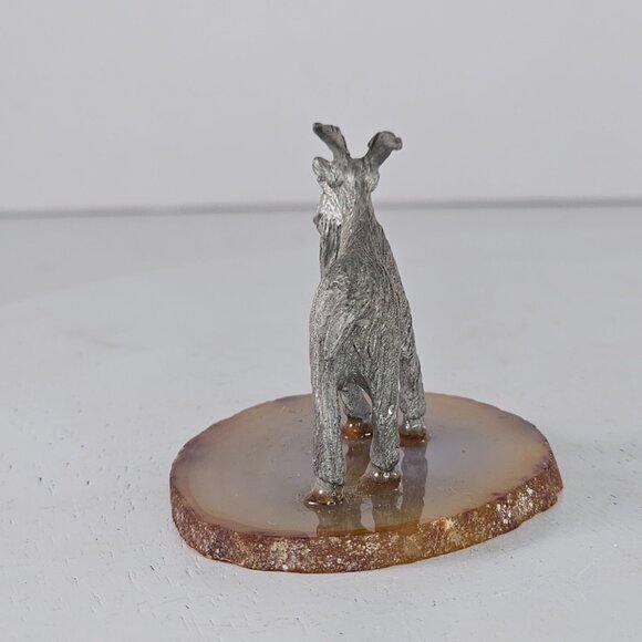 Miniature Pewter Billy Goat Figurine On Agate Base - Picture 4 of 8